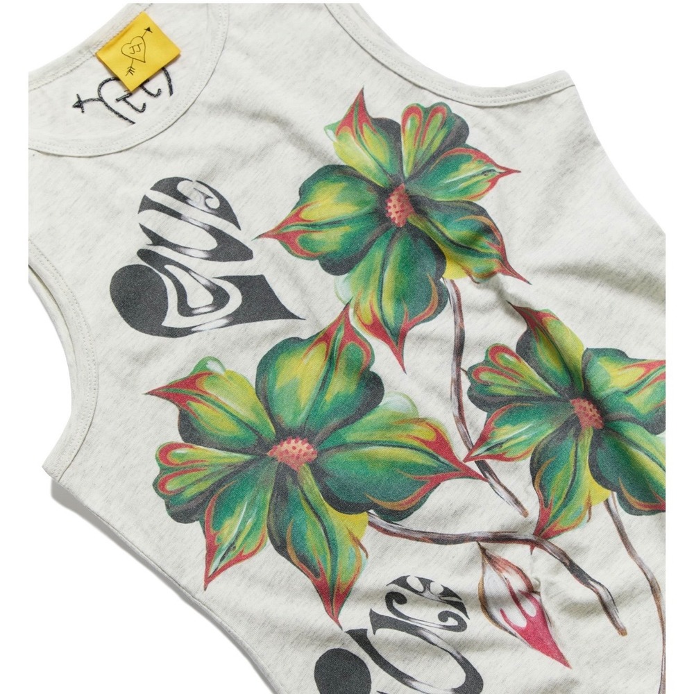 Juliet Johnstone Evergreen Bloom Tank Top Gray Floral Cotton Fairy Grunge BTC S - Picture 13 of 16